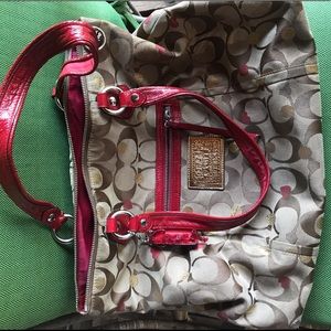 Coach Poppy GIANT Bag - Red/Tan